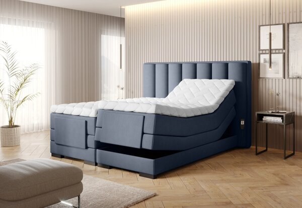 Boxspringová polohovací postel 140x200 VERION - modrá