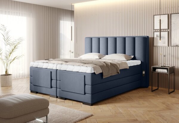 Boxspringová polohovací postel 140x200 VERION - modrá