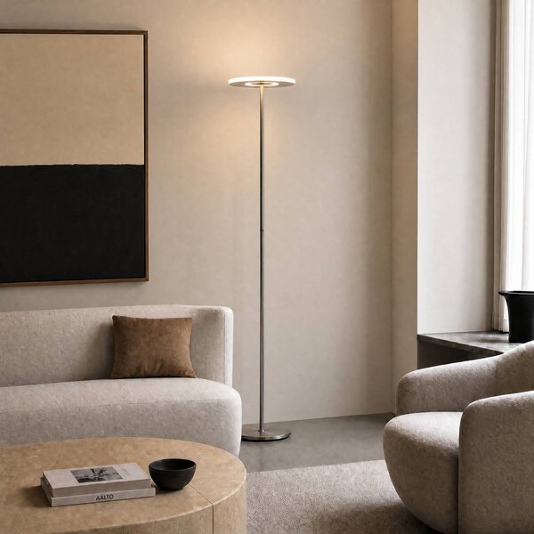 Lucande LED stojací lampa Raymond, titanová barva, stmívatelné, stmívatelný, Hliník / šedá / zinek, Obývací pokoj / jídelna, kov, Moderní