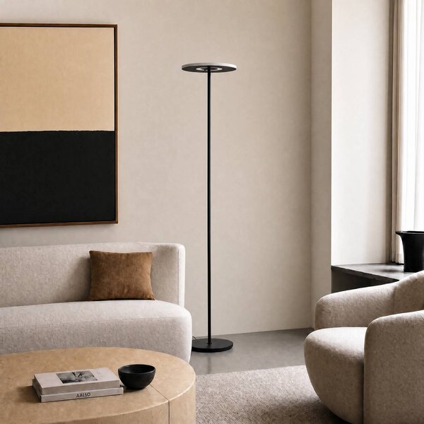 Lucande LED stojací lampa Raymond, titanová barva, stmívatelné, stmívatelný, Hliník / šedá / zinek, Obývací pokoj / jídelna, kov, Moderní