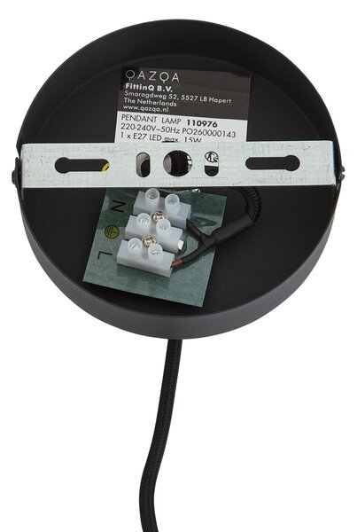 Japandi závěsná lampa černá s bílým lněným stínidlem 50cm - Rieu