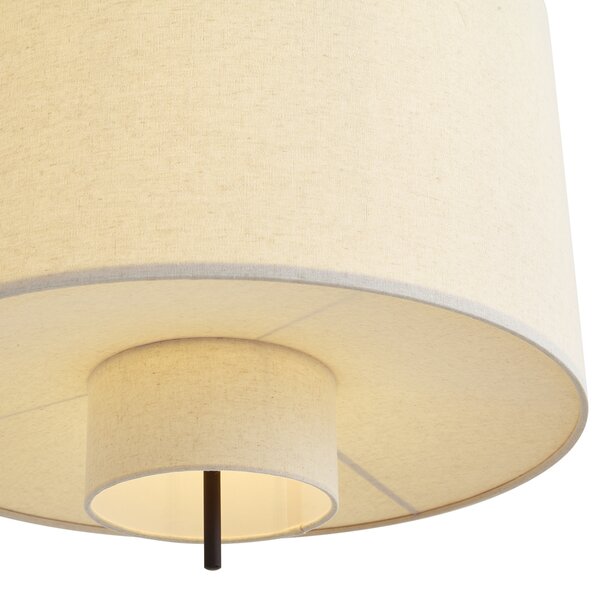 Japandi závěsná lampa černá s bílým lněným stínidlem 50cm - Rieu
