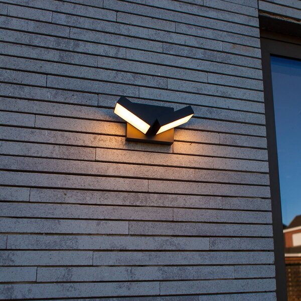 LUTEC Venkovní nástěnné svítidlo TWISTO, tmavě šedé, šířka 15 cm, IP65, Hliník / šedá / zinek, Hliník, Moderní