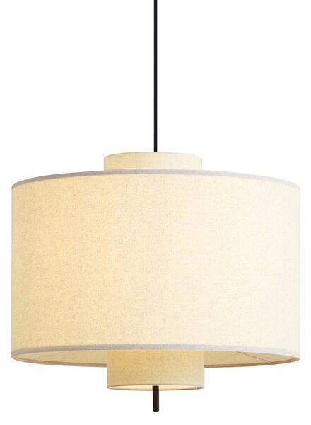 Japandi závěsná lampa černá s bílým lněným stínidlem 50cm - Rieu