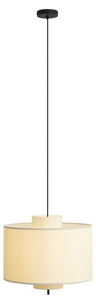 Japandi závěsná lampa černá s bílým lněným stínidlem 50cm - Rieu