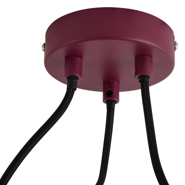 Designová červená závěsná lampa s opálovým sklem, 3 světla - Tulip