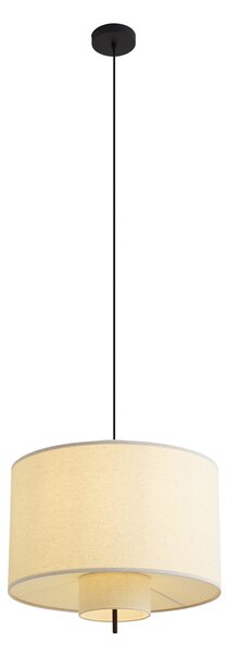 Japandi závěsná lampa černá s bílým lněným stínidlem 50cm - Rieu