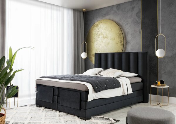 Boxspringová polohovací postel 140x200 VERION - černá 2