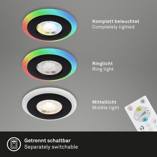 BRI 7040-035 LED vestavná svítidla sada, pr.8,4 cm, 3x LED, 5 W, 460 lm, černá - BRILONER