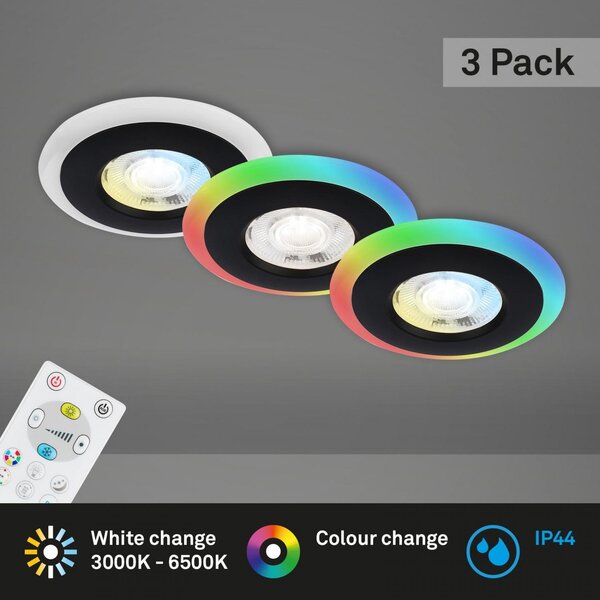 BRI 7040-035 LED vestavná svítidla sada, pr.8,4 cm, 3x LED, 5 W, 460 lm, černá - BRILONER