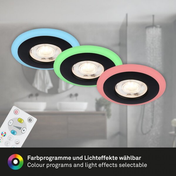 BRI 7040-035 LED vestavná svítidla sada, pr.8,4 cm, 3x LED, 5 W, 460 lm, černá - BRILONER
