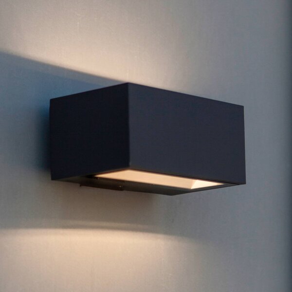 LUTEC Venkovní nástěnné svítidlo GEMINI, tmavě šedá, 14 cm, IP54, světlo směřující, Hliník / šedá / zinek, Hliník, Moderní, Nástěnné svítidlo