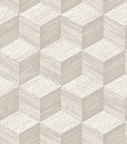 3D vliesová tapeta na zeď, světle béžovo-šedá, imitace dřeva, RE521091, Renaissance, Design Id