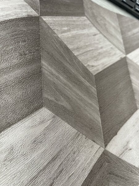 3D vliesová tapeta na zeď, šedá, imitace dřeva, RE521092, Renaissance, Design Id