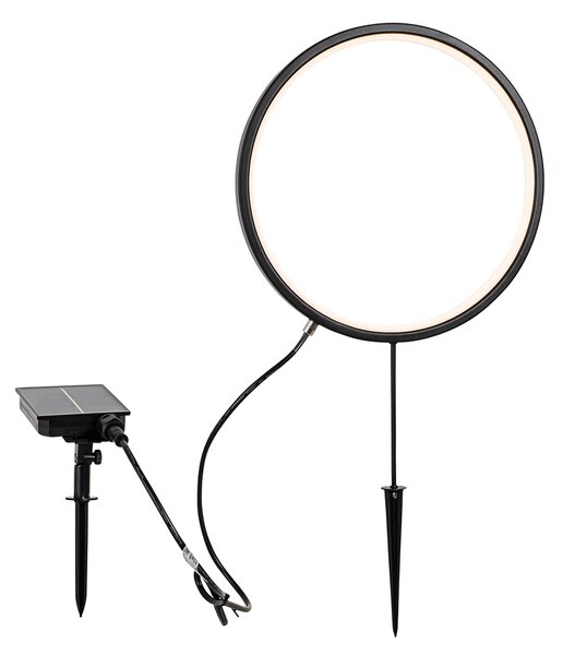 Sada 2 černých zahradních bodových svítidel 60 cm včetně dobíjecího LED a solárního panelu IP65 - Adalind