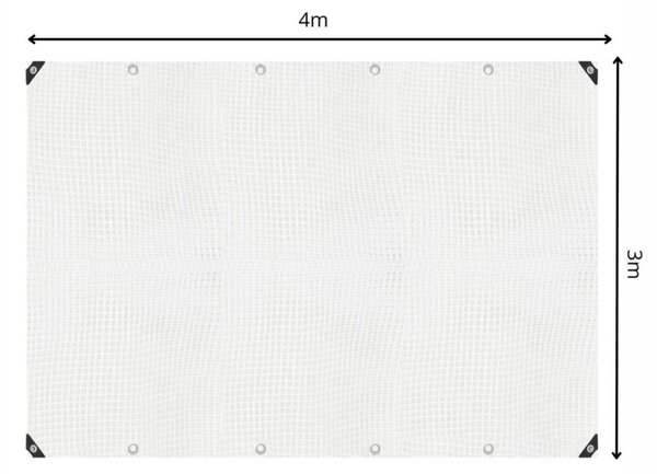 Krycí plachta s oky 3x4 m, 100g PE SPRINGOS GA2179 bílá