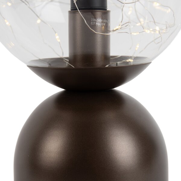 Stolní lampa Hotel Chic tmavě bronzová s čirým sklem vč. světelného kabelu E27 - Pallon Trend