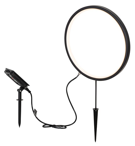 Sada 2 černých zahradních bodových svítidel 60 cm včetně dobíjecího LED a solárního panelu IP65 - Adalind