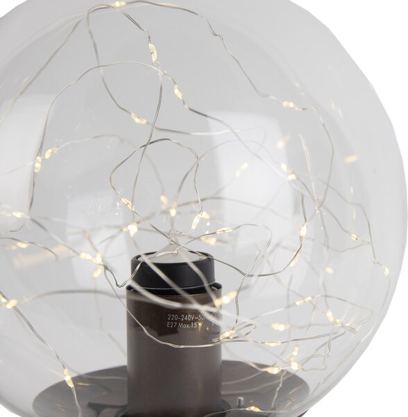 Stolní lampa Hotel Chic tmavě bronzová s čirým sklem vč. světelného kabelu E27 - Pallon Trend