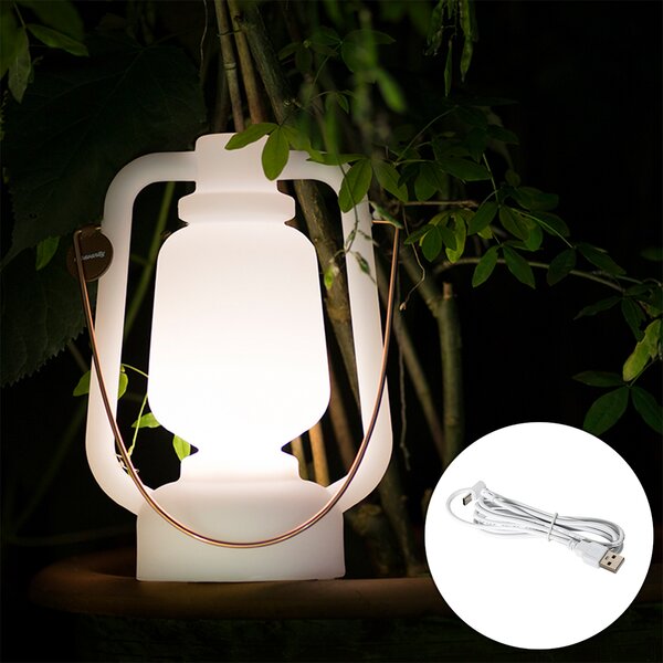 Stolní lampa bílá IP44 vč. Bluetooth reproduktoru - Storm Music