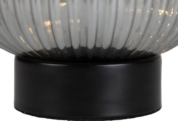 Stolní lampa Art Deco černá s kouřovým sklem vč. světelného kabelu E27 - Karel