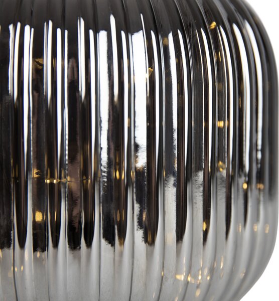 Stolní lampa Art Deco černá s kouřovým sklem vč. světelného kabelu E27 - Karel