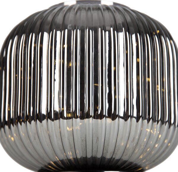 Stolní lampa Art Deco černá s kouřovým sklem vč. světelného kabelu E27 - Karel