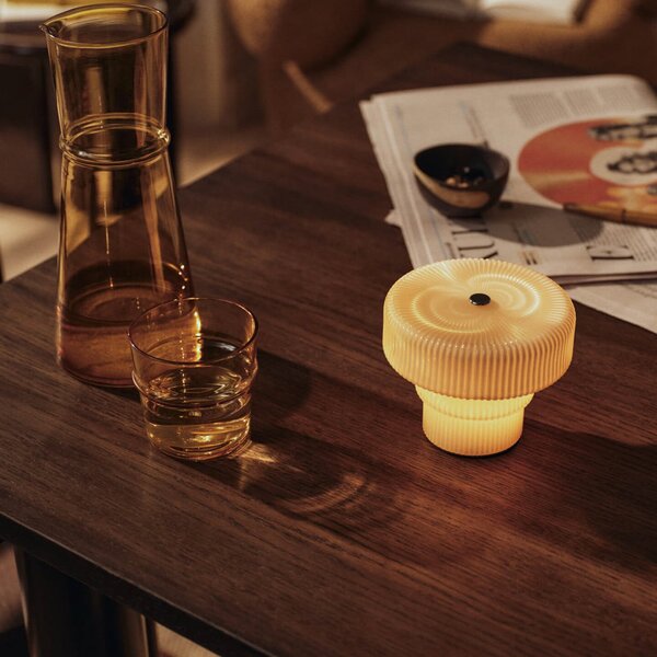 Stolní lampa ferm LIVING, stmívatelné, Béžová, Obývací pokoj, Sklo