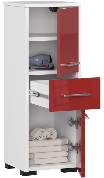 Ak furniture Koupelnová skříňka Fin bílá/červená lesk