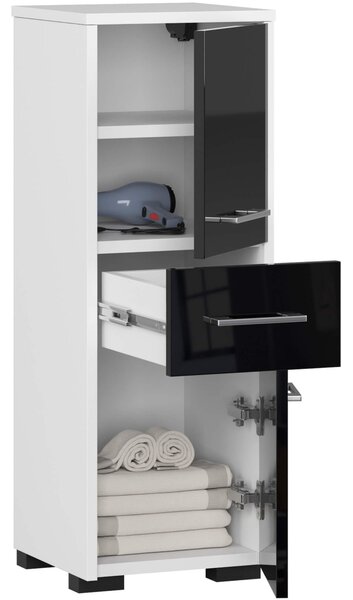 Ak furniture Koupelnová skříňka Fin bílá/černá lesk