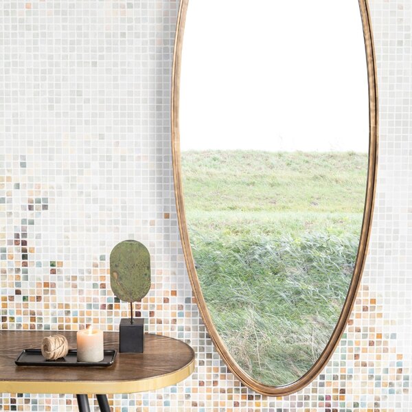 White Label Mosazné oválné závěsné zrcadlo WLL Matz L