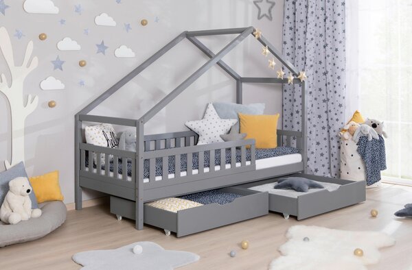 DĚTSKÁ POSTEL SE STŘÍŠKOU, 90/200 cm, světle šedá MID.YOU - Online Only dětské postele, Online Only