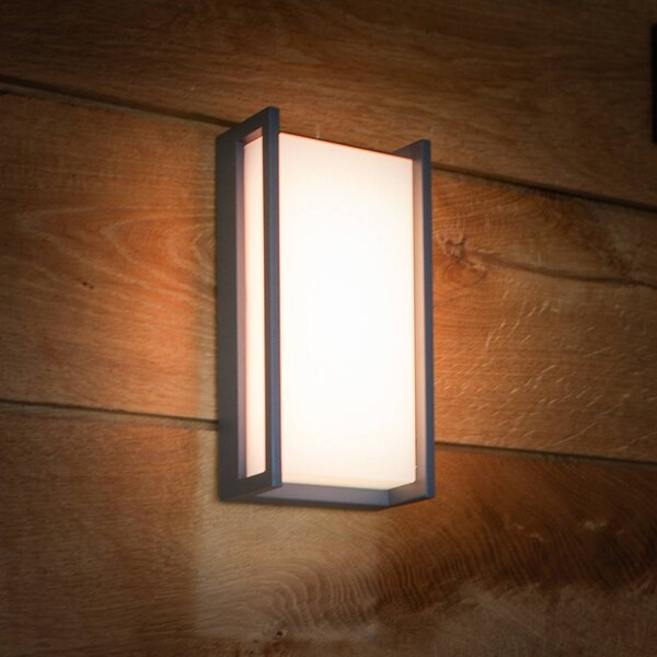 LUTEC connect LED inteligentní venkovní nástěnné svítidlo QUBO, tmavě šedá, 22 cm, IP54, RGB,, Hliník / šedá / zinek, Hliník, Moderní