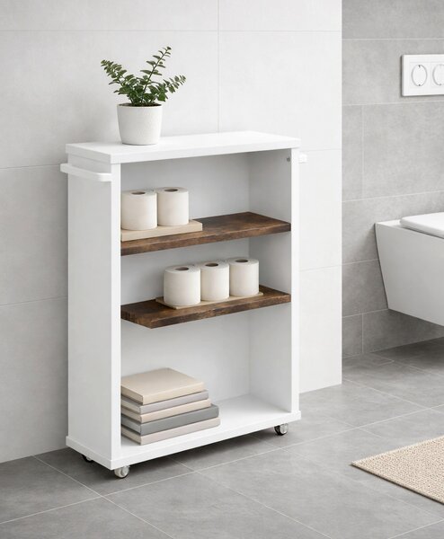 MIDI SKŘÍŇKA, bílá, barvy dubu, 20/61/45 cm MID.YOU - Koupelnové série, Online Only