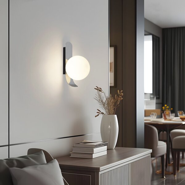 Nástěnná Svítidla NOLA, Pearl, Metalická, Obývací pokoj, Sklo, Design