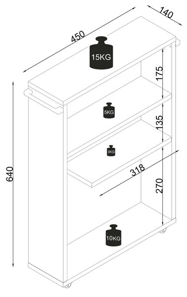 MIDI SKŘÍŇKA, bílá, 20/61/45 cm MID.YOU - Koupelnové série, Online Only