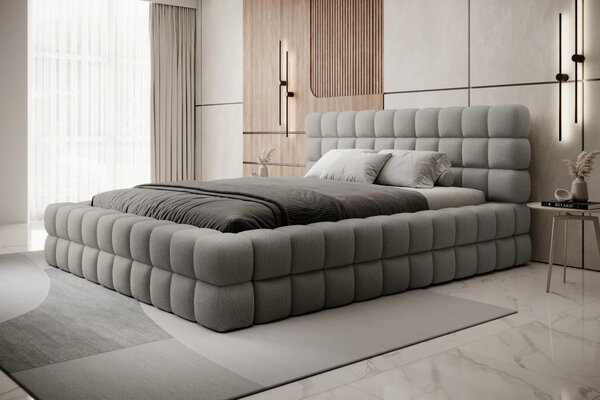 Čalouněná postel s úložným prostorem 160x200 DELVIRO - popelavá