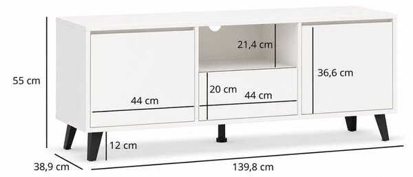 TV stolek 2d1s Borg biały (P)