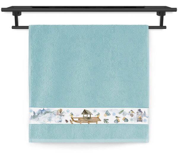 Ručník Veba NORA tisk Čtvero ročních období ZIMA aqua Velikost: 70x140 cm