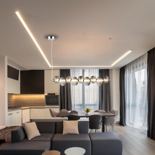 LED Lustr na lanku BOLLA LED/32W/230V lesklý chrom/kouřová šedá