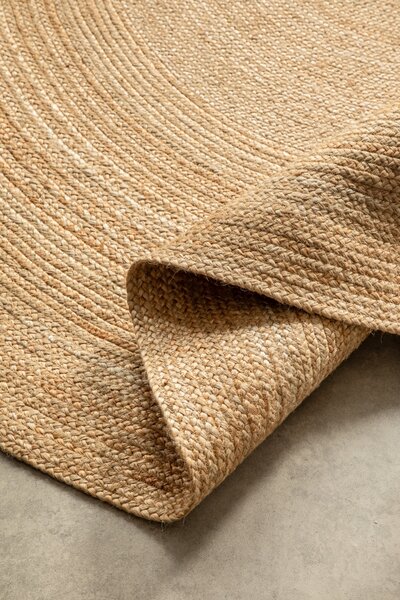 Hanse Home, Kusový koberec Jute Braided 106005 Gold kruh, 140x140 (průměr) kruh, béžová, chodba / předsíň