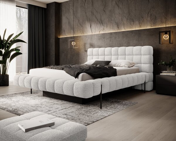Čalouněná postel s úložným prostorem 140x200 MINARO - bílá