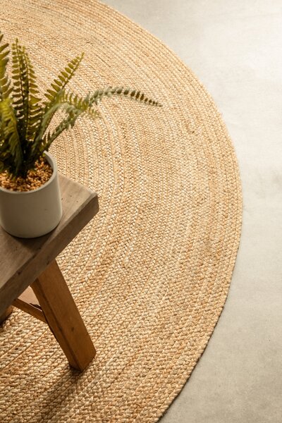 Hanse Home, Kusový koberec Jute Braided 106005 Gold kruh, 140x140 (průměr) kruh, béžová, chodba / předsíň