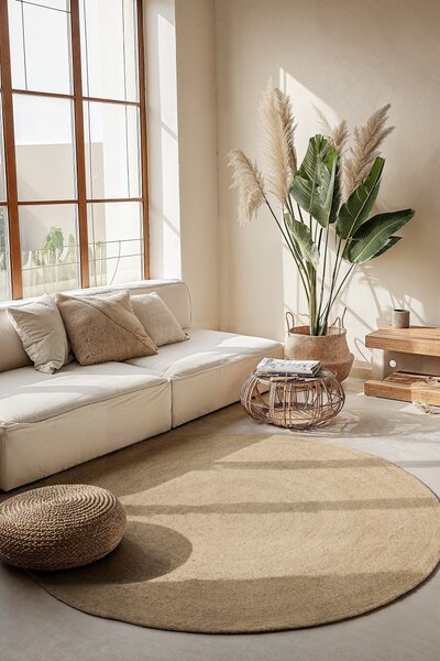 Hanse Home Kusový koberec Jute Braided 106007 Ivory - 100x100 (průměr) kruh cm
