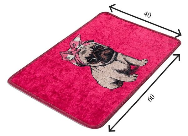 Růžová koupelnová předložka 40x60 cm Pink Pug – Foutastic