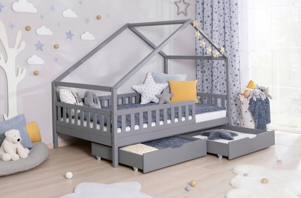 DĚTSKÁ POSTEL SE STŘÍŠKOU, 140/200 cm, světle šedá Livetastic - Online Only dětské postele, Online Only