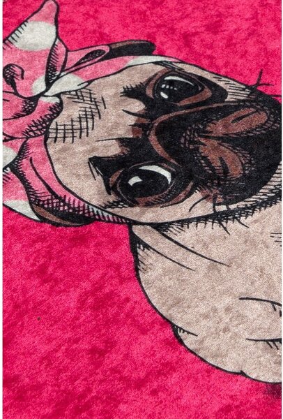 Růžová koupelnová předložka 40x60 cm Pink Pug – Foutastic