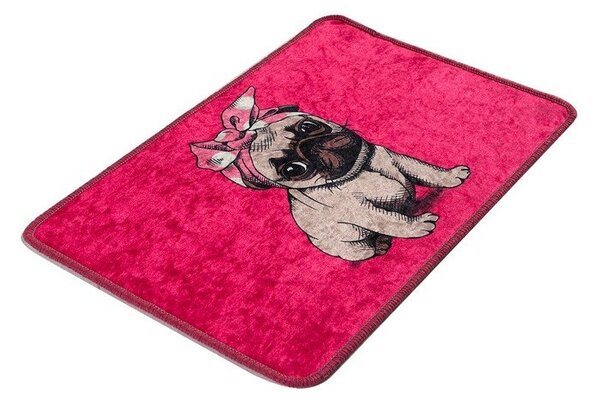 Růžová koupelnová předložka 40x60 cm Pink Pug – Foutastic