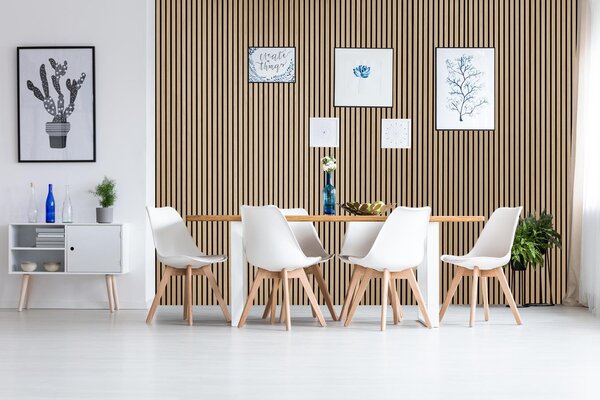 Dřevěný akustický panel, 2400 x 600 mm, B2BP006, dub mořený