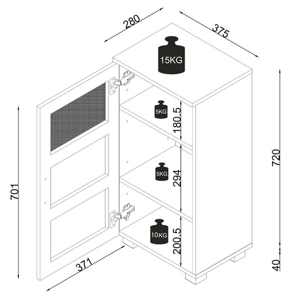 MIDI SKŘÍŇKA, bílá, 38/70/28 cm MID.YOU - Koupelnové série, Online Only